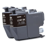 Brother LC401XL2PKS High-Yield Ink, 500 Page-Yield, Black, 2/Pack (BRTLC401XL2PKS) Pack of 2