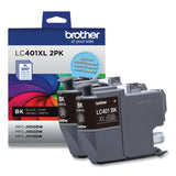 Brother LC401XL2PKS High-Yield Ink, 500 Page-Yield, Black, 2/Pack (BRTLC401XL2PKS) Pack of 2