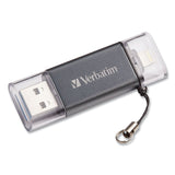 Verbatim® Store 'n' Go Dual USB 3.0 Flash Drive for Apple Lightning Devices, 64 GB, Graphite (VER49301) Each