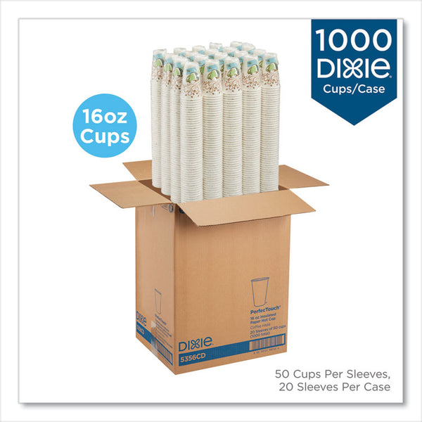 Dixie® PerfecTouch Paper Hot Cups, 16 oz, Coffee Haze Design, 50/Sleeve, 20 Sleeves/Carton (DXE5356CDCT)