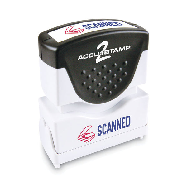 ACCUSTAMP2® Pre-Inked Shutter Stamp, Red/Blue, SCANNED, 1.63 x 0.5 (COS035606)