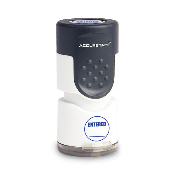 ACCUSTAMP® Pre-Inked Round Stamp, ENTERED, 0.63" dia, Blue (COS035656)