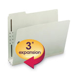 Smead™ Recycled Pressboard Fastener Folders, 3" Expansion, 2 Fasteners, Letter Size, Gray-Green Exterior, 25/Box (SMD15005) Box of 25