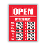 COSCO Business Hours Sign Kit, 15 x 19, Red (COS098072) Each