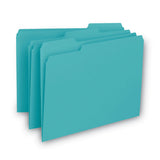 Smead™ Interior File Folders, 1/3-Cut Tabs: Assorted, Letter Size, 0.75" Expansion, Aqua, 100/Box (SMD10235) Box of 100