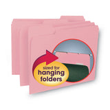 Smead™ Interior File Folders, 1/3-Cut Tabs: Assorted, Letter Size, 0.75" Expansion, Pink, 100/Box (SMD10263) Box of 100