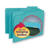 Smead™ Interior File Folders, 1/3-Cut Tabs: Assorted, Letter Size, 0.75" Expansion, Aqua, 100/Box (SMD10235) Box of 100