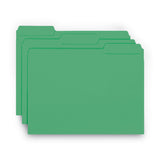 Smead™ Interior File Folders, 1/3-Cut Tabs: Assorted, Letter Size, 0.75" Expansion, Green, 100/Box (SMD10247) Box of 100