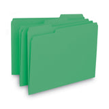 Smead™ Interior File Folders, 1/3-Cut Tabs: Assorted, Letter Size, 0.75" Expansion, Green, 100/Box (SMD10247) Box of 100