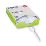 Dixie® Plastic Cutlery, Heavyweight Teaspoons, White, 100/Box (DXETH207) Box of 100