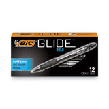 BIC® GLIDE Bold Ballpoint Pen, Retractable, Bold 1.6 mm, Black Ink, Smoke Barrel, Dozen (BICVLGB11BK) Box of 12
