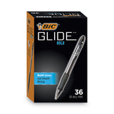 BIC® GLIDE Bold Ballpoint Pen Value Pack, Retractable, Bold 1.6 mm, Black Ink, Smoke Barrel, 36/Pack (BICVLGB361BK) Pack of 36