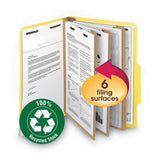 Smead™ Recycled Pressboard Classification Folders, 2" Expansion, 2 Dividers, 6 Fasteners, Letter Size, Yellow Exterior, 10/Box (SMD14064) Box of 10