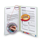 Smead™ End Tab Pressboard Classification Folders, Two SafeSHIELD Coated Fasteners, 2" Expansion, Letter Size, Gray-Green, 25/Box (SMD34715) Box of 25