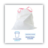 Boardwalk® Drawstring Kitchen Bags, 13 gal, 0.8 mil, White, 50 Bags/Roll, 2 Rolls/Carton (BWK1DK100) Case of 100
