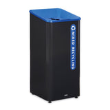 Rubbermaid Sustain Decorative Refuse with Recycling Lid, 23 gal, Metal/Plastic, Black/Blue (RCP2078980) Each