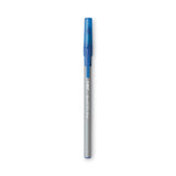 BIC® Round Stic Grip Xtra Comfort Ballpoint Pen, Stick, Fine 0.8 mm, Blue Ink, Gray/Blue Barrel, Dozen (BICGSFG11BE) 1 Dozen