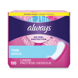 Always® Thin Daily Panty Liners, Regular, 120/Pack, 6 Packs/Carton (PGC10796) Case of 6