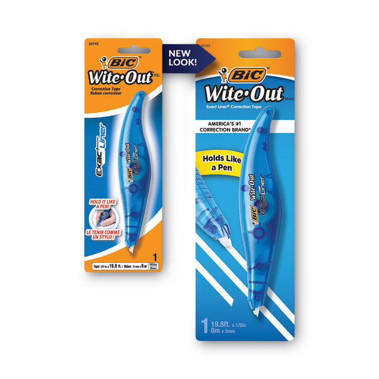 BIC® Wite-Out Brand Exact Liner Correction Tape, Non-Refillable, Blue Applicator, 0.2" x 236" (BICWOELP11)