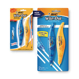 BIC Wite-Out Brand Exact Liner Correction Tape, Non-Refillable, Blue/Orange, 1/5" x 236", 2/Pack (BICWOELP21) Pack of 2