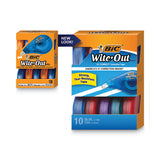 BIC® Wite-Out EZ Correct Correction Tape Value Pack, Non-Refillable, Blue/Orange Applicators, 0.17" x 472", 10/Box (BICWOTAP10)