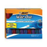 BIC® Wite-Out EZ Correct Correction Tape Value Pack, Non-Refillable, Blue/Orange Applicators, 0.17" x 472", 18/Pack (BICWOTAP18) Pack of 18