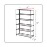 Alera® NSF Certified 6-Shelf Wire Shelving Kit, 48w x 18d x 72h, Black Anthracite (ALESW664818BA) Each