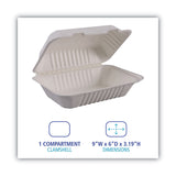 Boardwalk® Bagasse Food Containers, Hinged-Lid, 1-Compartment 9 x 6 x 3.19, White, Sugarcane, 125/Sleeve, 2 Sleeves/Carton (BWKHINGEWFHG1C9) Case of 250
