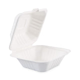 Boardwalk® Bagasse Food Containers, Hinged-Lid, 1-Compartment 6 x 6 x 3.19, White, Sugarcane, 125/Sleeve, 4 Sleeves/Carton (BWKHINGEWF1CM6) Case of 500