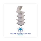 Boardwalk® Bagasse Food Containers, Hinged-Lid, 1-Compartment 6 x 6 x 3.19, White, Sugarcane, 125/Sleeve, 4 Sleeves/Carton (BWKHINGEWF1CM6) Case of 500