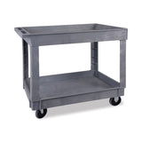Boardwalk® Two-Shelf Utility Cart, Plastic, 2 Shelves, 300 lb Capacity, 24" x 40" x 31.5", Gray (BWK4024UCGRA) Each