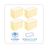 Boardwalk® Scrubbing Sponge, Light Duty, 3.6 x 6.1, 0.7" Thick, Yellow/White, Individually Wrapped, 20/Carton (BWK16320) Case of 20