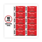 ACCO Paper Clips, Jumbo, Nonskid, Silver, 100 Clips/Box, 10 Boxes/Pack (ACC72585) 10 Boxes of 100