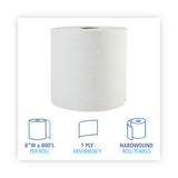 Boardwalk® Boardwalk Green Universal Roll Towels, 1-Ply, 8" x 800 ft, Natural White, 6 Rolls/Carton (BWK17GREEN) Case of 6