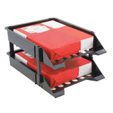 deflecto® SuperTray Countertop Tray Set, 2 Sections, Letter to Legal Size Files, 11" x 14.88" x 2.5", Black, 2/Pack (DEF63304) 1 Set