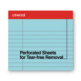 Universal® Colored Perforated Ruled Writing Pads, Wide/Legal Rule, 50 Blue 8.5 x 11 Sheets, Dozen (UNV35880) Pack of 12