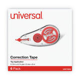 Universal® Correction Tape Dispenser, Non-Refillable, White Applicator, 0.2" x 315", 6/Pack (UNV75606)