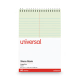 Universal® Steno Pads, Gregg Rule, Red Cover, 80 Green-Tint 6 x 9 Sheets, 6/Pack (UNV86920PK) Pack of 6