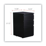 Alera® File Pedestal with Full-Length Pull, Left or Right, 3-Drawers: Box/Box/File, Legal/Letter, Black, 14.96" x 19.29" x 27.75" (ALEPBBBFBL)