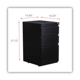 Alera® File Pedestal with Full-Length Pull, Left or Right, 3-Drawers: Box/Box/File, Legal/Letter, Black, 14.96" x 19.29" x 27.75" (ALEPBBBFBL) Each