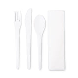 Eco-Products® Plantware Compostable Cutlery Kit, Knife/Fork/Spoon/Napkin, 6", Pearl White, 250 Kits/Carton (ECOEPS015) 250 Kits
