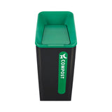 Rubbermaid Sustain Decorative Refuse with Recycling Lid, 15 gal, Metal/Plastic, Black/Green (RCP2078991) Each