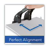 Swingline® 28-Sheet Comfort Handle Steel Two-Hole Punch, 1/4" Holes, Black/Gray (SWI74050) Each