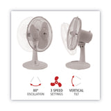 Alera® 12" 3-Speed Oscillating Desk Fan, Plastic, White (ALEFAN122W) Each