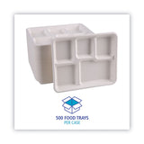Boardwalk® Bagasse Dinnerware, 5-Compartment Tray, 10 x 8, White, 500/Carton (BWKTRAYWF128) Case of 500