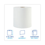 Boardwalk® Hardwound Paper Towels, 1-Ply, 8" x 800 ft, White, 6 Rolls/Carton (BWK6254B) Case of 6