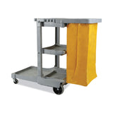 Boardwalk® Janitor's Cart, Plastic, 4 Shelves, 1 Bin, 22" x 44" x 38", Gray (BWKJCARTGRA) Each