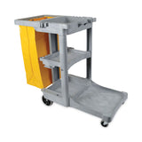 Boardwalk® Janitor's Cart, Plastic, 4 Shelves, 1 Bin, 22" x 44" x 38", Gray (BWKJCARTGRA) Each