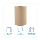 Boardwalk® Hardwound Paper Towels, 1-Ply, 8" x 350 ft, Natural, 12 Rolls/Carton (BWK6252) Case of 12