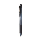 Pentel® EnerGel-X Gel Pen, Retractable, Medium 0.7 mm, Black Ink, Smoke/Black Barrel, Dozen (PENBL107A) Box of 12